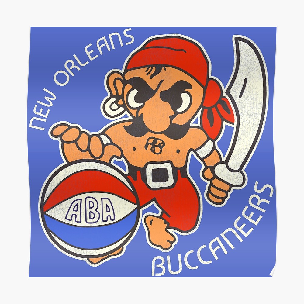 Defunct New Orleans Buccaneers Retro Basketball Team Sticker for