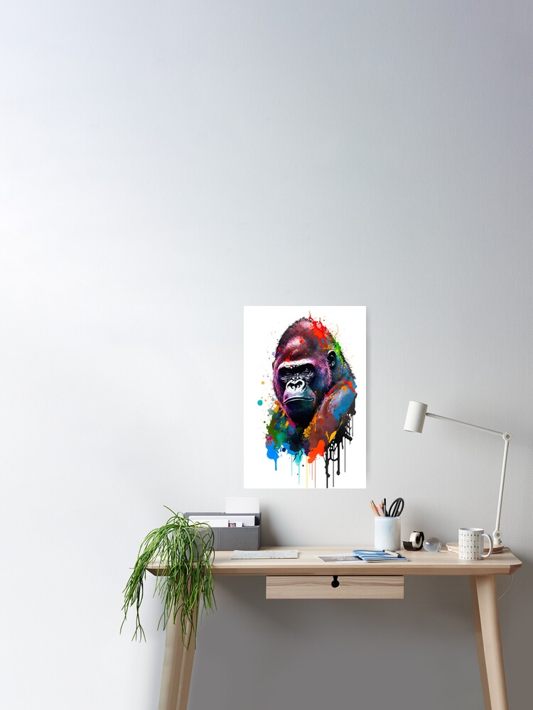 Colorful Gorilla Painting Wall Art Decor Monkey Home Decor Colorful Safari  Animal Art Gorilla Watercolor Art Print monkey lover gift Poster for Sale  by SavageVision