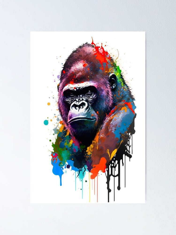 Colorful Gorilla Painting Wall Art Decor Monkey Home Decor Colorful Safari  Animal Art Gorilla Watercolor Art Print monkey lover gift Poster for Sale  by SavageVision