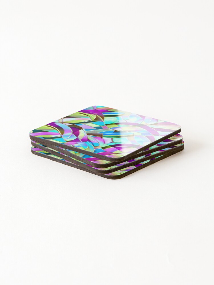 Thumbnail 4 of 5, Coasters (Set of 4), Abstract Colorful Ribbon Pattern designed and sold by calibrit.