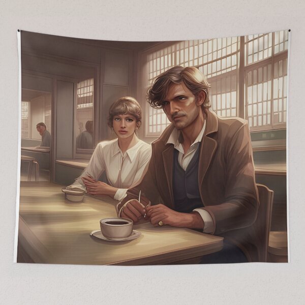 Item preview, Young couple in a cafeteria back in 1980s designed and sold by Typar.