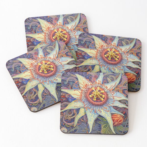 Item preview, Folk Art Single White and Orange Passion Flower Bloom designed and sold by EpicFoxArt.