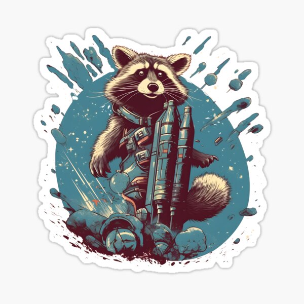 Rocket Racoon Cute Space Racoon Sticker for Sale by CraftMiller