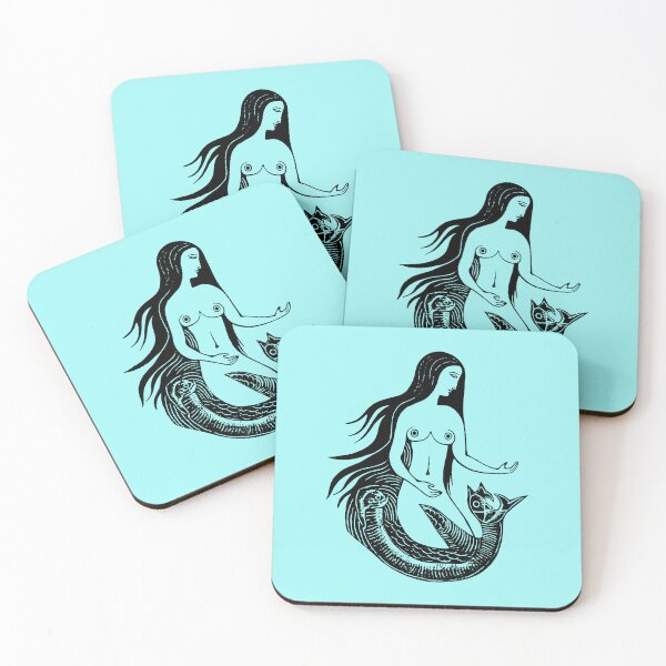 Item preview, Woodcut Mermaid  designed and sold by Texterns.