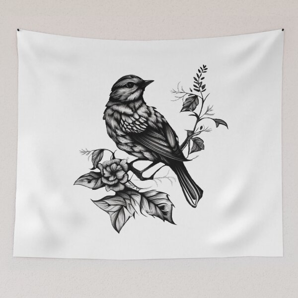 Item preview, Bird with Flowers - Illustration designed and sold by DigoCostaK7css.