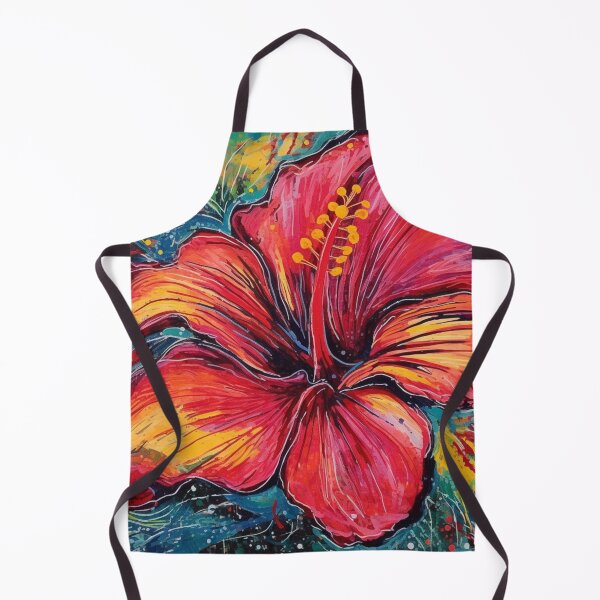 Artikelvorschau, Rote und orangefarbene Hibiskusblüte im Art-Brut-Stil entworfen und verkauft von EpicFoxArt.