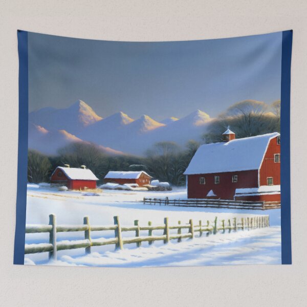 Item preview, Winter Wonderland Farm - Serene Snowy Landscape designed and sold by Zeph1.