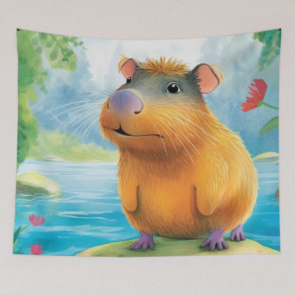 Item preview,  Capybara landscape beautiful digital art designed and sold by DigitalPixelize.