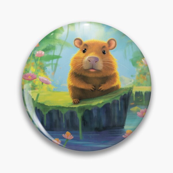 Item preview,  Capybara green landscape digital art designed and sold by DigitalPixelize.