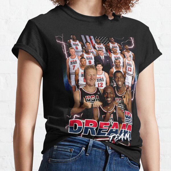 1992 Dream Team All over Print Magic Johnson Cartoon USA Salem Shirt