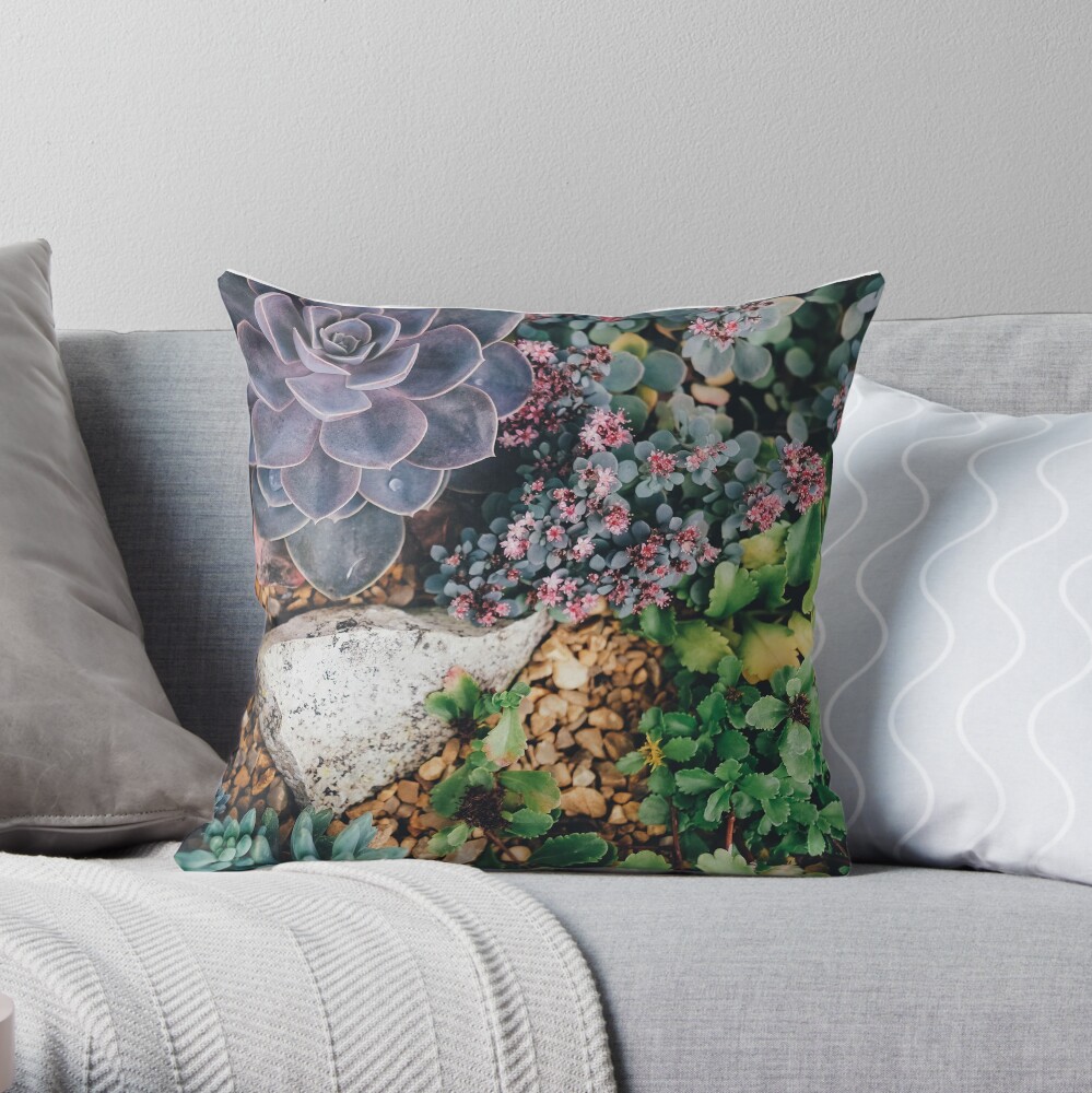 Succulent plants throw pillow Throw Pillow