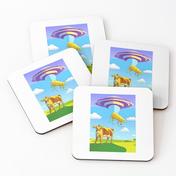 Item preview, A Large Flying Saucer visits Earth and Steals Two cows Alien Invasion designed and sold by Bloomin'  Arty Families.
