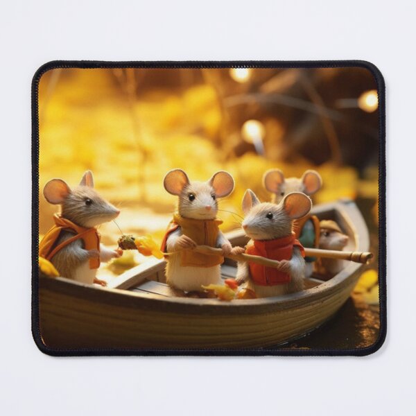 Item preview, Cute little mice in a wooden boat on the background of autumn leaves designed and sold by aiphotosart.