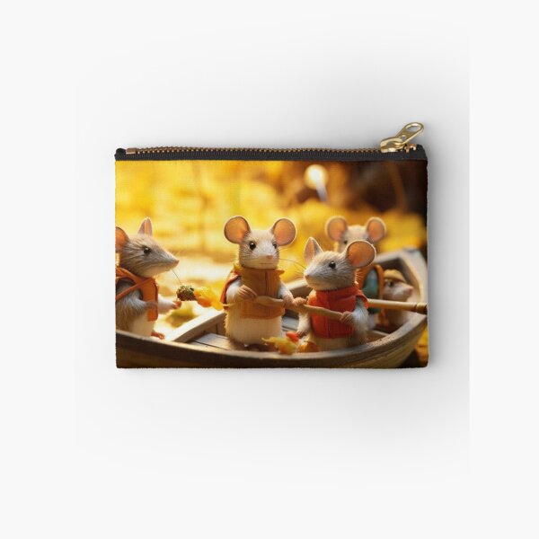 Item preview, Cute little mice in a wooden boat on the background of autumn leaves designed and sold by aiphotosart.