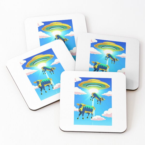 Item preview, A Large Flying Saucer visits Earth and Steals Two cows Alien Invasion designed and sold by Bloomin'  Arty Families.