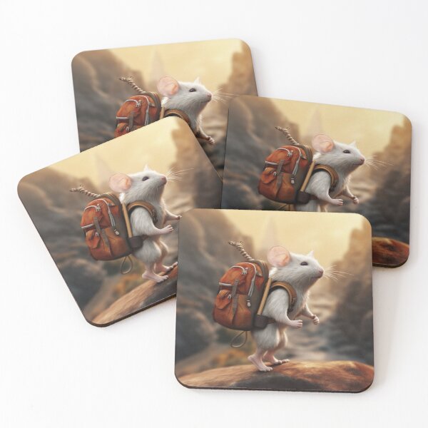 Item preview, White rat with a backpack on top of a mountain. 3d renderingd designed and sold by aiphotosart.