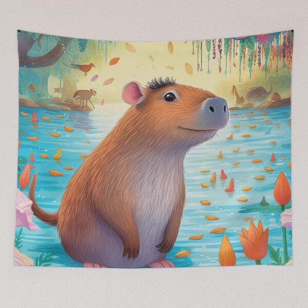 Item preview, capybara landscape digital art designed and sold by DigitalPixelize.