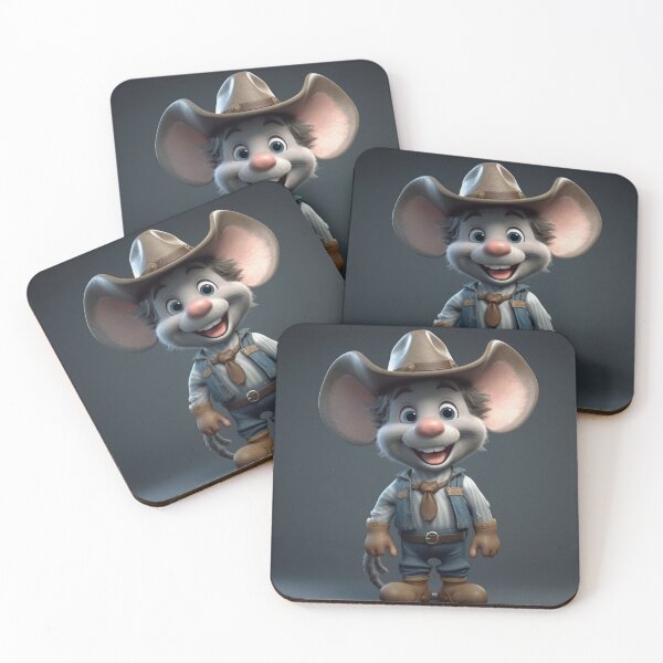 Item preview, Cute cartoon mouse dressed as a cowboy, 3d digitally rendered illustration designed and sold by aiphotosart.