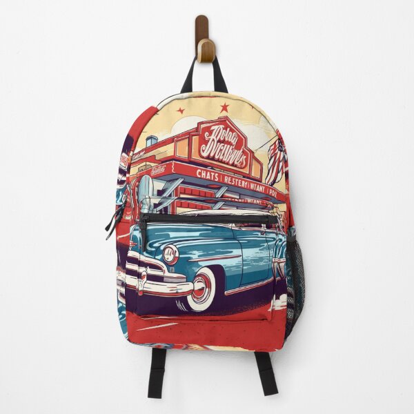 Item preview, Vintage Vibe: Old American Car and Gas Station on the Red Road - Chic Illustrations designed and sold by Bee Happy Creative™.