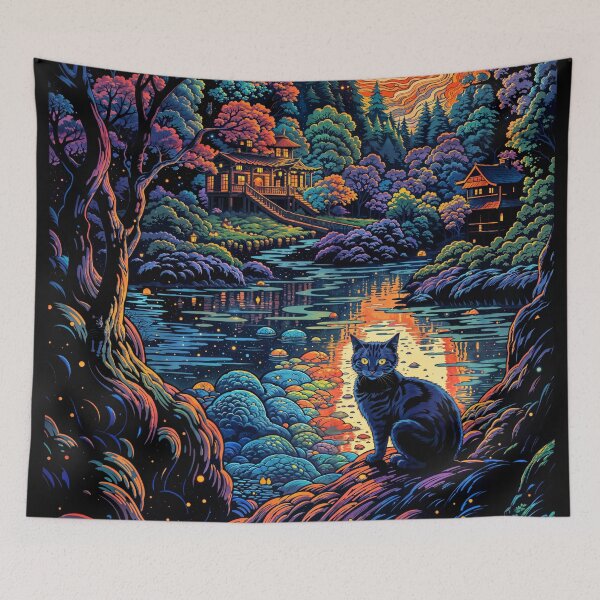 Item preview, Psychedelic Sunset Cat designed and sold by berubettoart.