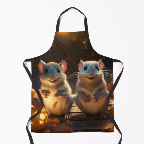 Item preview, Two cute little rats sit on a wooden background with pumpkins. designed and sold by aiphotosart.