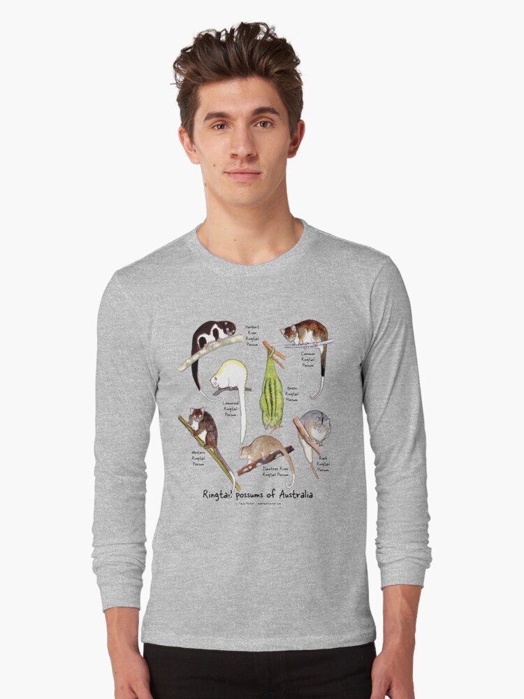 Thumbnail 1 of 5, Long Sleeve T-Shirt, Ringtail possums of Australia designed and sold by PaperbarkW.