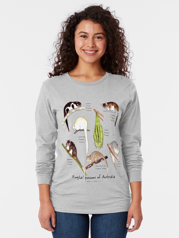 Thumbnail 2 of 5, Long Sleeve T-Shirt, Ringtail possums of Australia designed and sold by PaperbarkW.
