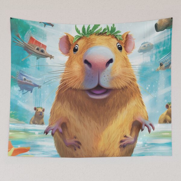 Item preview,  Capybara landscape surrealism digital art designed and sold by DigitalPixelize.