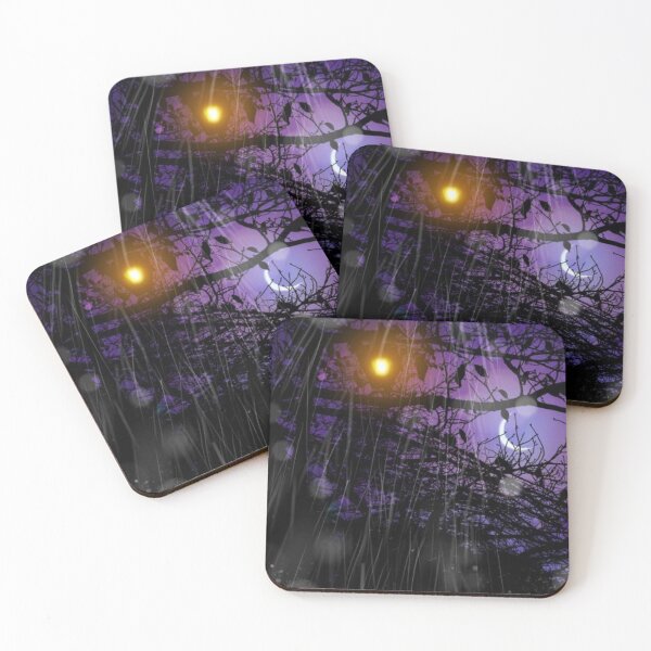 Item preview, Landscape illustration of silhouettes of streetlights and dead branches shining in the evening and silently falling rain designed and sold by MTShoppingLine.