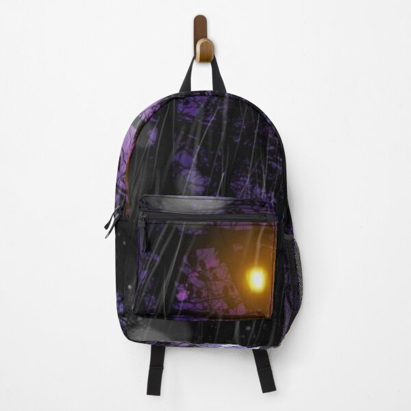 Item preview, Landscape illustration of silhouettes of streetlights and dead branches shining in the evening and silently falling rain designed and sold by MTShoppingLine.
