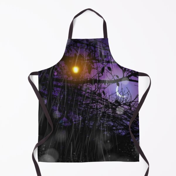 Item preview, Landscape illustration of silhouettes of streetlights and dead branches shining in the evening and silently falling rain designed and sold by MTShoppingLine.