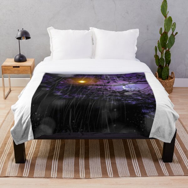 Item preview, Landscape illustration of silhouettes of streetlights and dead branches shining in the evening and silently falling rain designed and sold by MTShoppingLine.