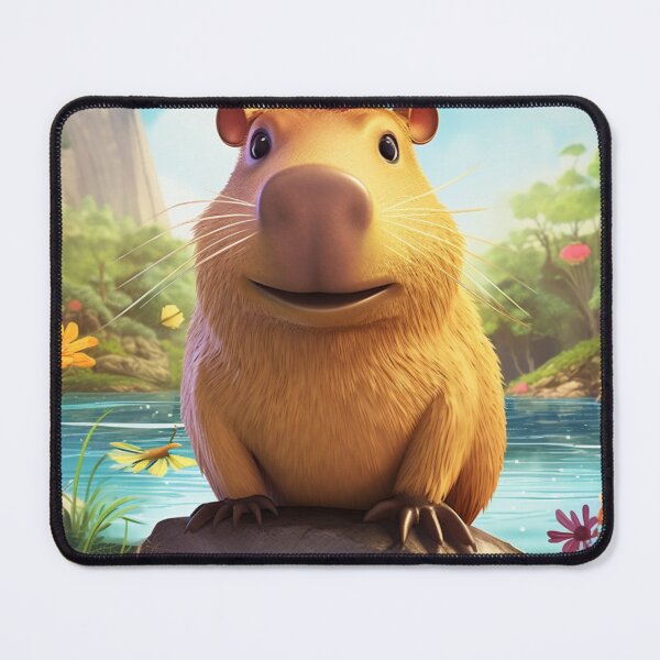 Item preview, Capybara in its habitat blue landscape digital art designed and sold by DigitalPixelize.