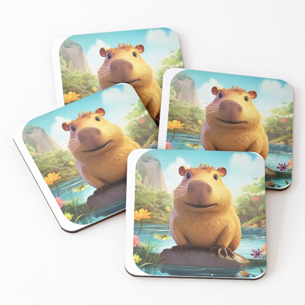 Item preview, Capybara in its habitat blue landscape digital art designed and sold by DigitalPixelize.