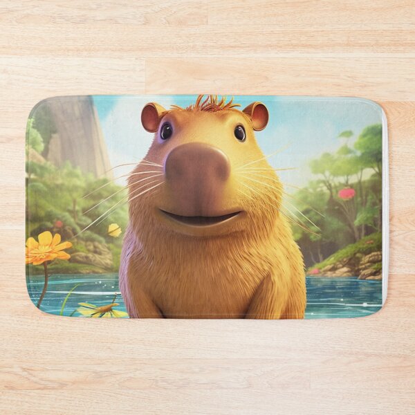 Item preview, Capybara in its habitat blue landscape digital art designed and sold by DigitalPixelize.