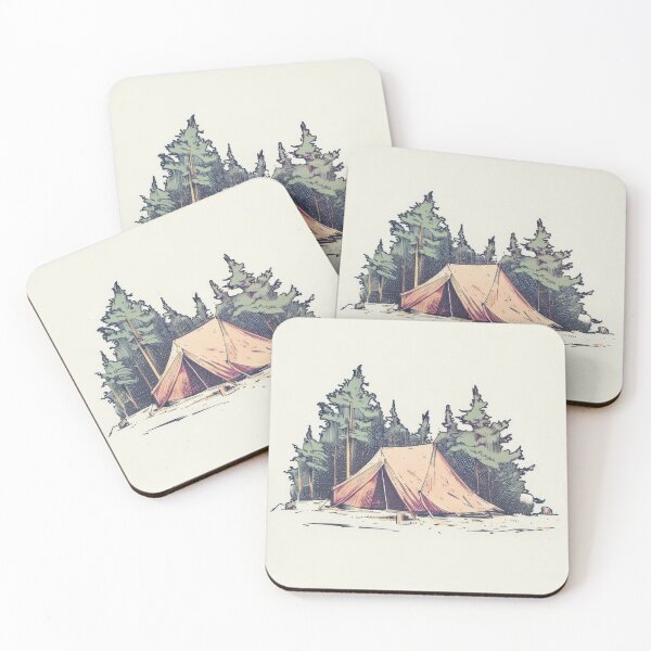 Item preview, Retro Camping - Tent in Woods designed and sold by pocketart2023.