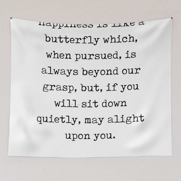 Aperçu de l'œuvre Happiness is like a butterfly - Nathaniel Hawthorne Quote - Literature - Typewriter Print créée et vendue par Studio Grafiikka.