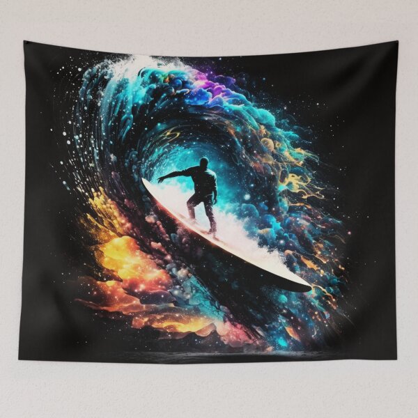Item preview, Colorful Wave Surfing Artwork designed and sold by BubbleSpy.