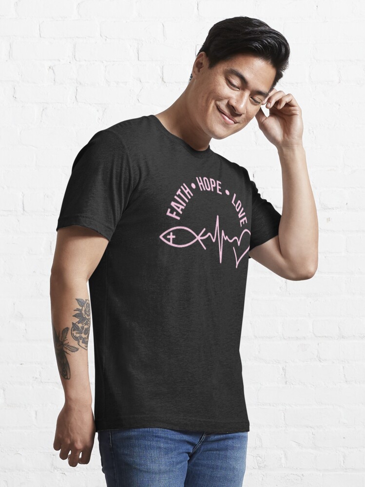 Faith hope love Fish heartbeat heart. Essential T-Shirt for Sale by  shaggydawgg