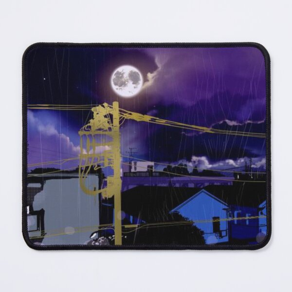 Item preview, Clip art of Japanese residential area and rain falling hard in the evening sky Landscape Illustration designed and sold by MTShoppingLine.