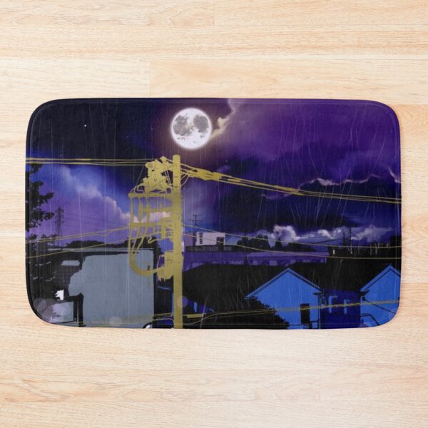 Item preview, Clip art of Japanese residential area and rain falling hard in the evening sky Landscape Illustration designed and sold by MTShoppingLine.