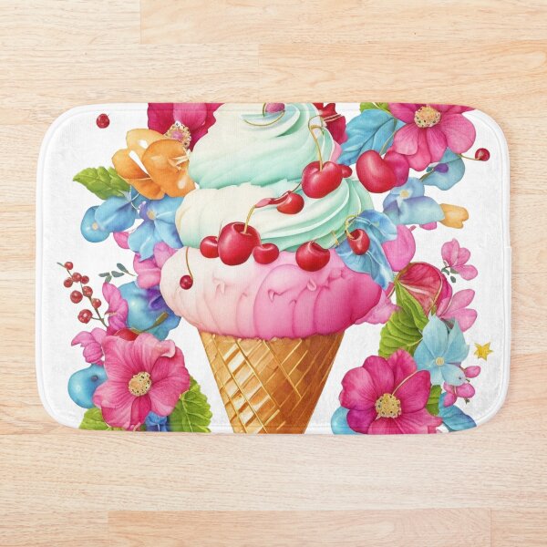 Item preview, Watercolor floral ice cream. Whimsical ice cream. designed and sold by DO-artbyDeliaO.
