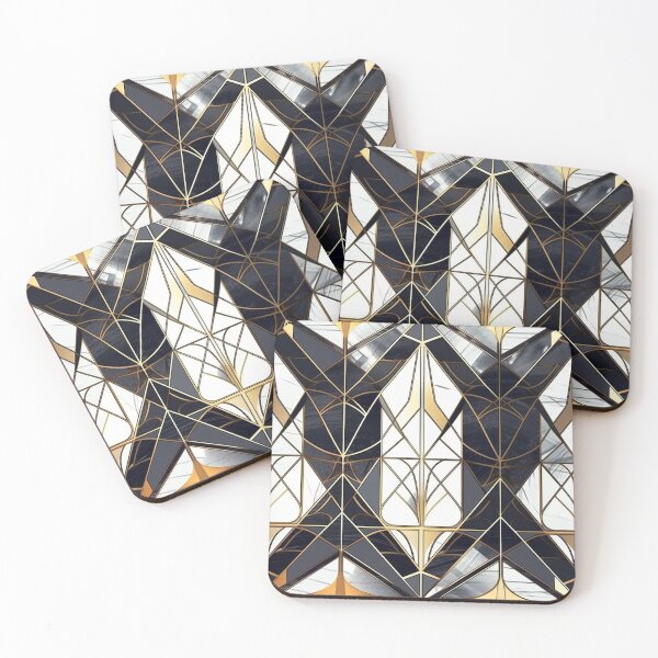Item preview, Contrast Art Deco Gold Stained Glass Pattern designed and sold by Sturdust.