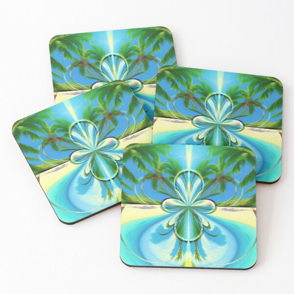 Item preview, Stunning relaxing geometric painting featuring an exotic summer vacation: Blue sky Beach Sun Coconut Sand - Inspiring gift idea to escape to paradise! designed and sold by Ralek.