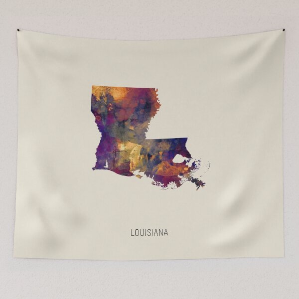 Artikelvorschau, Louisiana-Aquarellkarte entworfen und verkauft von ArtPrints.