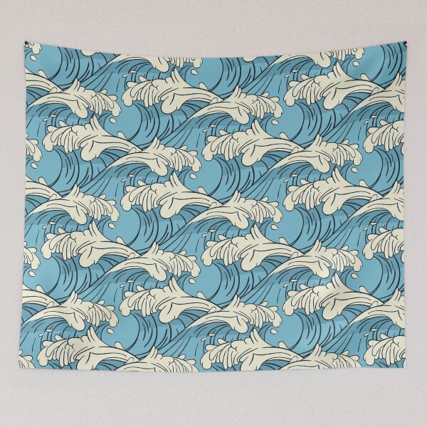Item preview, Japanese Pattern Wave Blue designed and sold by OneCreativeArt.