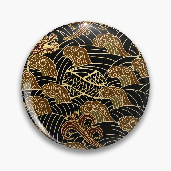 Item preview, Patrón de dragón de onda negro japonés designed and sold by OneCreativeArt.