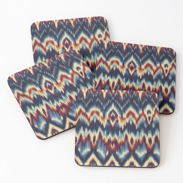 Item preview, Uzbek Ikat Waves Pattern - Essential ethnic navy blue,beige and brown designed and sold by patterncrow.