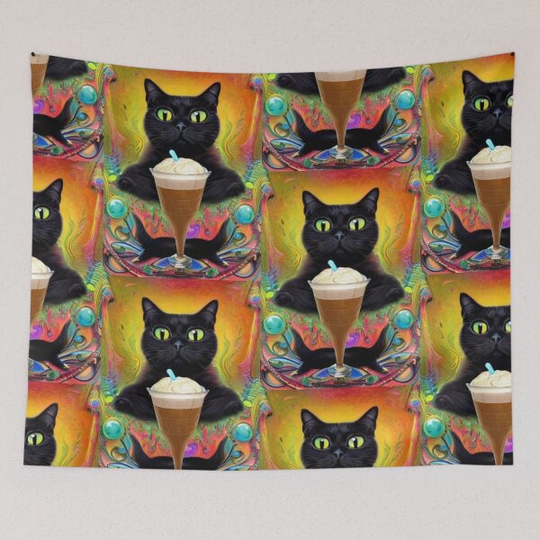 Item preview, Creepy Black Cat with one milkshake designed and sold by Bloomin'  Arty Families.