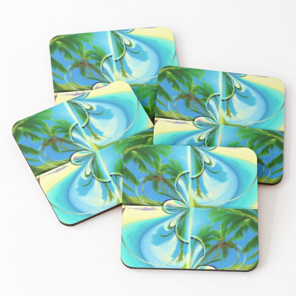 Item preview, Stunning relaxing geometric painting featuring an exotic summer vacation: Blue sky Beach Sun Coconut Sand - Inspiring gift idea to escape to paradise! designed and sold by Ralek.